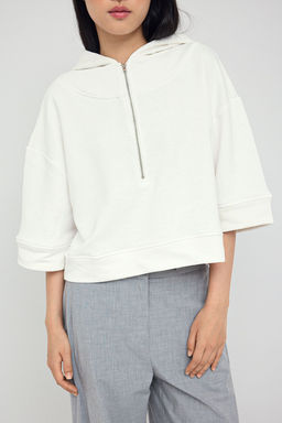 Teen Ekru Kapusonlu Fermuar Detayl? Truvakar Kol Kal?n Orme Sweatshirt TWOAW26SW00024 - Trendyolmilla фото 9