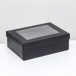 Цена за 5 шт. Коробка складная Чёрная, с окном 21 х 15 х 7 см