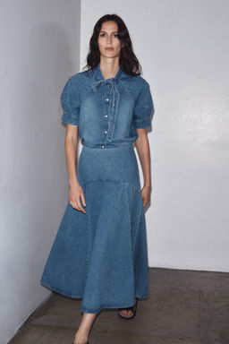 ZW COLLECTION DENIM SHIRT WITH TIE
