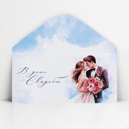 Цена за 10 шт. Конверт для денег «В день свадьбы», 16.5×8 см