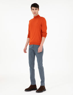Turuncu Slim Fit Yar_m Bal_k__ Yaka Basic Triko Kazak - Pierre cardin фото 4