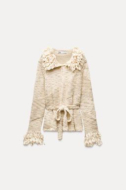 KNIT CARDIGAN WITH FRINGING - Zara фото 4