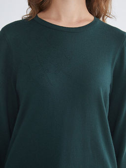 Bisiklet Yaka Kendinden Desenli Kad?n Triko Kazak