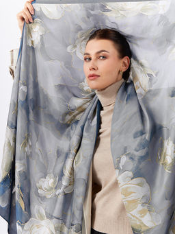 Большой, мягкий, тонкий и очень нежный двусторонний палантин с рисунком