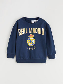 Bisiklet Yaka Real Madrid Bask?l? Erkek ?ocuk Sweatshirt