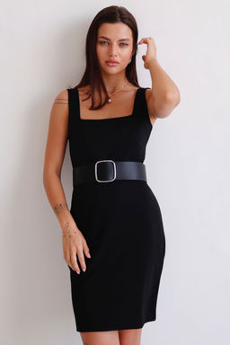 Платье с вырезом каре чёрное - Martichelli фото 25