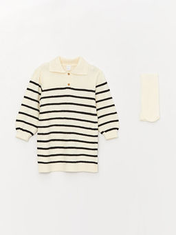 Polo Yaka K?z Bebek Elbise ve K?lotlu ?orap