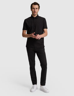 Siyah Slim Fit Pamuk Kar___ml_ D__meli Polo Yaka Basic T-shirt