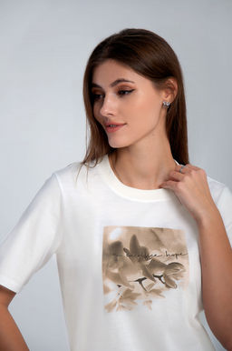 Арт. 3198 Футболка женская 44-52 (5 шт) Цвет:молочный