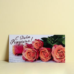 Цена за 10 шт. Конверт для денег С Днем Рождения!, ноты, 16,5 х 8 см