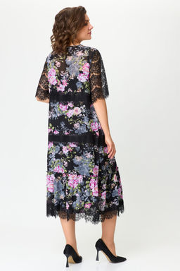 Платье Svetlana Style 1505 черный+розовые цветы