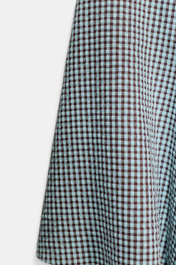 GINGHAM GODET MIDI SKIRT - Zara фото 12