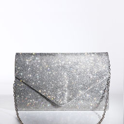 Сумка-клатч на клапане, цвет серебряный