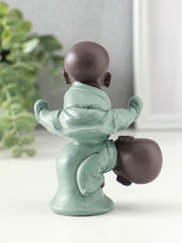 Сувенир полистоун "Маленькие будды - игра в чехарду" зелёно-коричневый 4,7х9,3х11 см