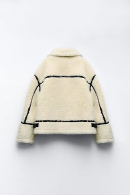 FAUX SHEARLING BIKER JACKET ZW COLLECTION - Zara фото 5