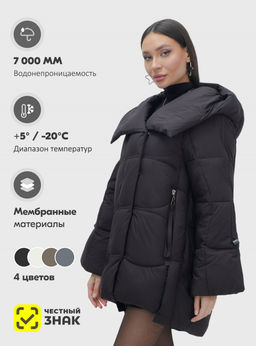 Куртка зимняя женская с большим капюшоном модная черного цвета 7739Ch - Visdeer фото 30