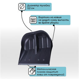Цена за 2 шт. Ковш лопаты пластиковый, 360 × 410 мм, с оцинкованной планкой, тулейка 32 мм