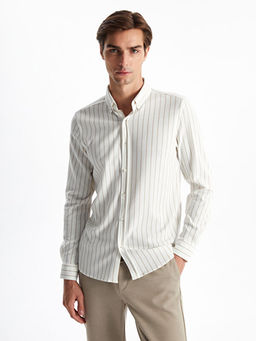 Slim Fit Uzun Kollu ?izgili Erkek G?mlek