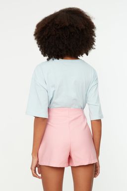 Pembe Baglama ve Kusgozu Detayl? Dokuma Sort Etek TWOAW21SR0038