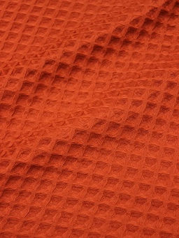 Вафельное премиум-полотно Бохо цв.оранжевый терракот, ш.1.72м, хлопок-100%, 240гр/м.кв