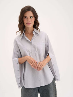 Рубашка из 100% хлопка "Серо-голубая" женская