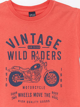 Bisiklet Yaka Bask?l? K?sa Kollu Erkek ?ocuk Ti??rt - Waikiki фото 3