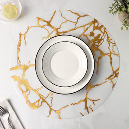 Цена за 12 шт. Салфетка сервировочная на стол Мрамор, d=38 см, цвет белый - Simaland фото 10