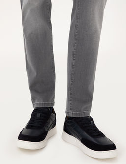 Lacivert %100 Deri Casual Ayakkab_