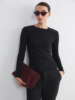 Bisiklet Yaka Ta?l? Kad?n Ti??rt