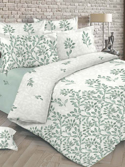 Постельное белье из перкаля - Серебряные листья 1.5 сп. (нав.70х70)