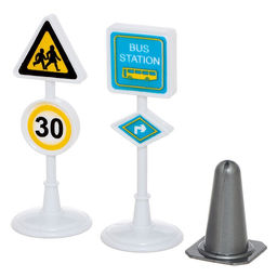 Набор машинок «Спецтехника», 3 шт., дорожные знаки, МИКС