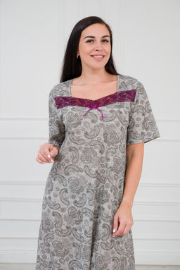 Ночная сорочка из кулирки Кружевница огурчик черно-бордовый - Амадэль фото 7