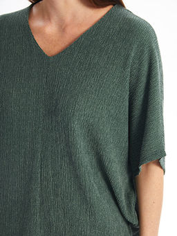 V Yaka Oversize Kad?n Ti??rt