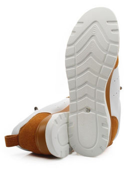 03-YA486-2 WHITE/SAND Кроссовки женские (натуральная кожа, натуральная замша)