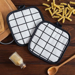 Кухонный набор (2 предмета) Доляна Клетка, цвет белый, прихватка 17х17 см - 2 шт, 100% п/э