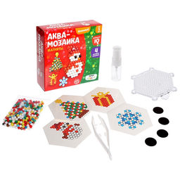 УЦЕНКА Аквамозаика Снеговик с ёлкой, магниты, 4 фигурки, 306 шариков