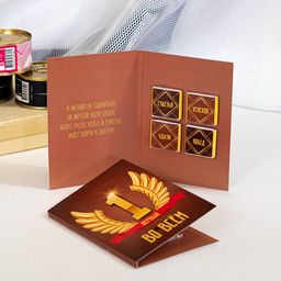 Открытка 4 шоколадки "Первый во всём"