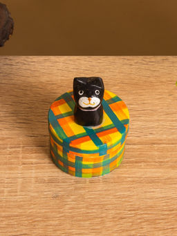 Сувенирная шкатулка «Чёрный Кот», 4.5×4.5×6 см, дерево, разноцветная