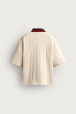 CAMISA POLO ESTRUCTURA BORDADO / Blanco roto - Zara фото 8