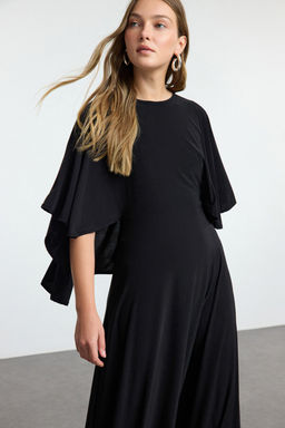 Siyah Relaxed Kal?p Skater Maxi Esnek Orme Elbise TWOAW25EL00464 - Trendyolmilla фото 2