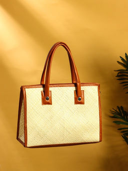 Сумка плетёная на молнии из пандана, 35×12×40 см, бежево-коричневая