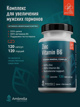 ZN + B6 "Комплекс для увеличения мужских гормонов",раст.капс,120 шт. по 0,5 г