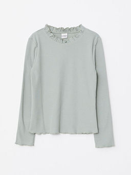 Dik Yaka Basic Uzun Kollu K?z ?ocuk Ti??rt - Waikiki фото 3