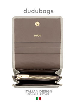 Итальянский кожаный кошелек DuDu серии Flores | жемчужный серый - Dudubags фото 4