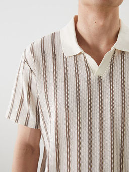 Polo Yaka ?izgili Erkek Dokulu Ti??rt