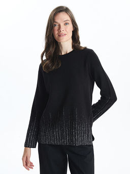 Bisiklet Yaka Parlak G?r?n?ml? Kad?n Triko Kazak