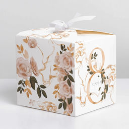 Цена за 3 шт. Коробка подарочная складная, упаковка, 8 марта, золотой, 12?12?12 см