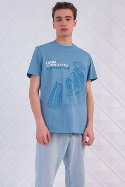 Арт. 61115 Футболка мужская 48-58 (6 шт) Цвет:грязно-голубой