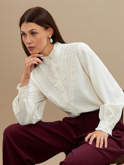 Блузка с рюшами OD-884-5 сливочный