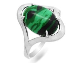 Кольцо из серебра малахит, КП19